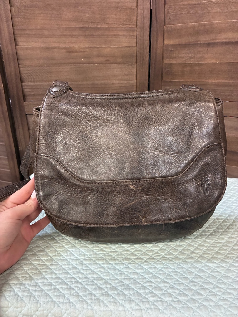 Frye Leather Melissa Saddle  Distressed Slate